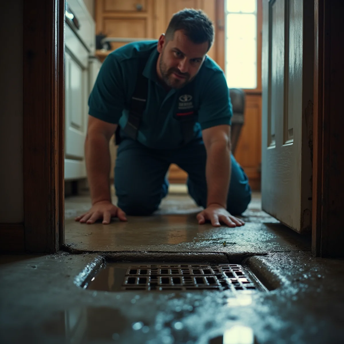 Basement floor drain backing up during heavy rain in a Cranford, NJ home