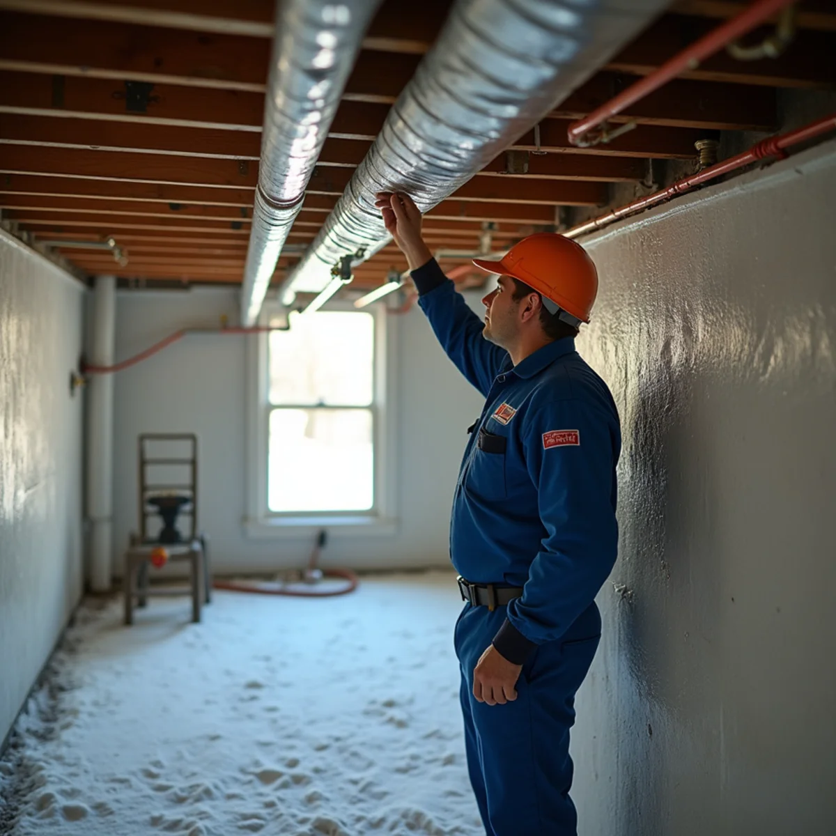 Insulated pipes in a basement prepared for winter in a Mountainside, NJ home